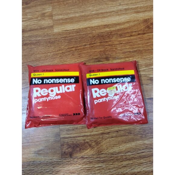Lot Of 2 No Nonsense Regular Pantyhose Queen Size 1X Off Black Sandalfoot New - Picture 1 of 3